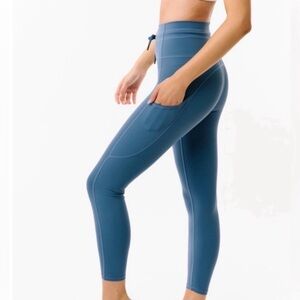 ZYIA Calm Blue Pocket Drawstring Luxe 7/8 24" Leggings